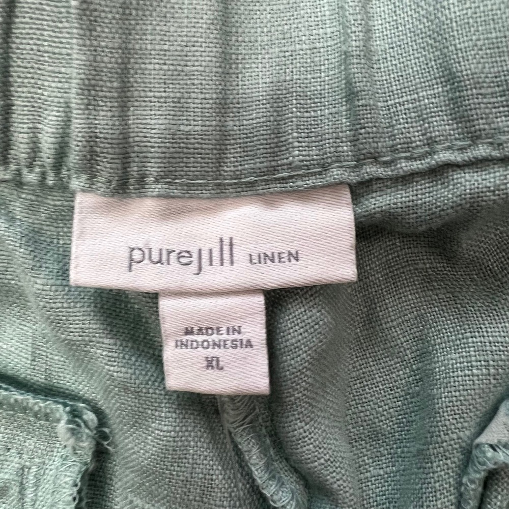 NWTnPure Jill Linen Crop Pants Pull On Elastic Waist Womens XL Lucite Coastal - Picture 3 of 11